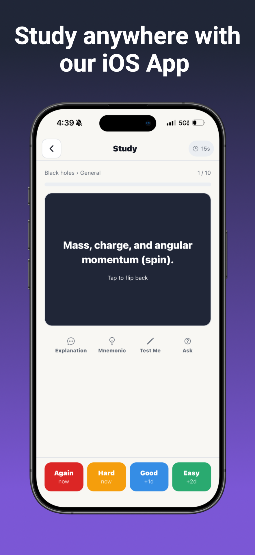 Memgrain iOS app study screen